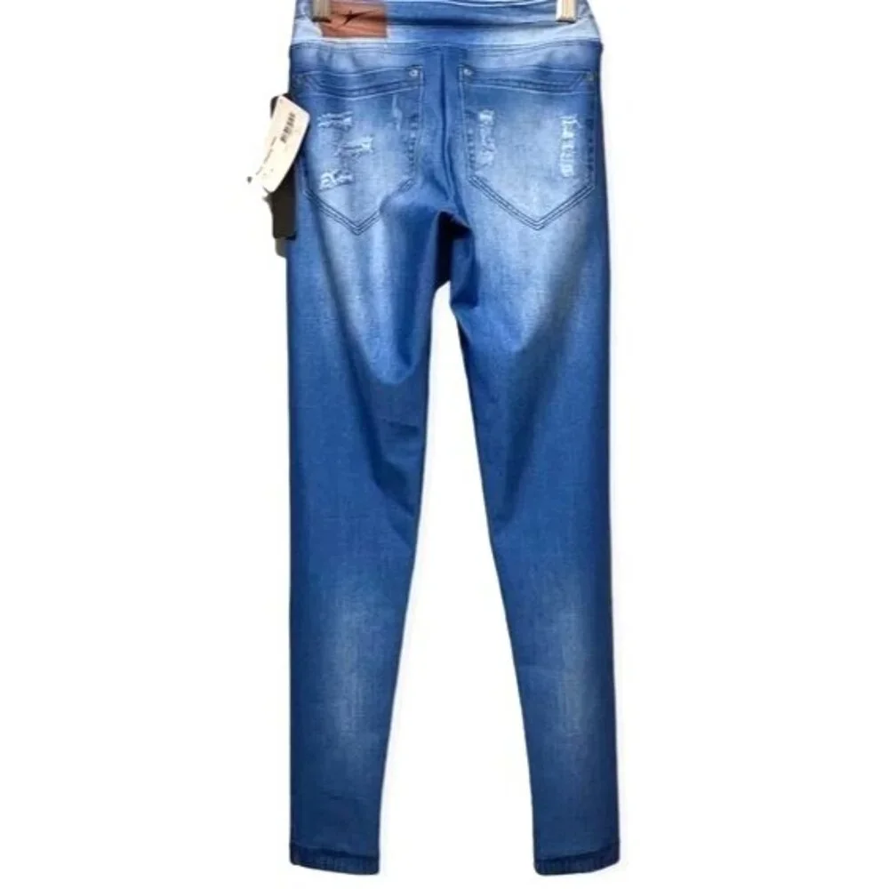 So Danca Denim Look Costume Dance Leggings Childs L 8-10 Stage Faux Distressing